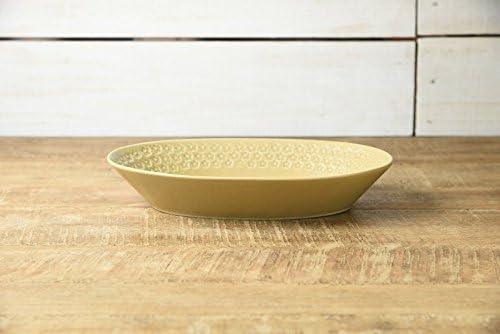 Yamani 6218031 Pressed Flower 10.4 inches (26.5 cm) Oval Baker, Matte Beige