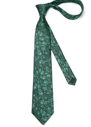 Image of Enlision Ties for Men Floral Tie Handkerchief Cufflinks Set Formal Flower Classic Mens Necktie & Pocket Square Wedding