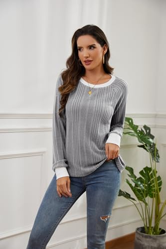 Long Sleeve Shirts for Women Crewneck Tunic Tops Business Casual Pullover Sweaters Trendy Fall Fashion Clothes 20252