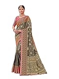 Graue Festival-Partykleidung Frau Designer Halb-Seide Saree Bluse Indian Traditionelles Weben Sari 3402, grau, Standard