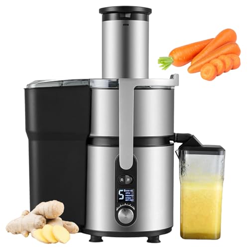 lilishangmao Exprimidor Doméstico De 1250 W con Boca De Alimentación De 84 mm, 5 Velocidades, Separación Eficaz De La Pulpa, Vaso De 750 Ml para Naranjas, Peras Y Piñas