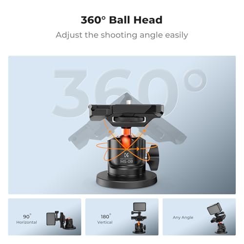 Image of K&F Concept Magnetic Camera Mount for GoPro Hero 13 /12 /11 /10 /9 Black, DJI Osmo Action 5 Pro /4 /3 /2 /6, Insta360 X5 /X4, 360 Ball Head Mount for Car, Steel, Magnetic Surface Attaching