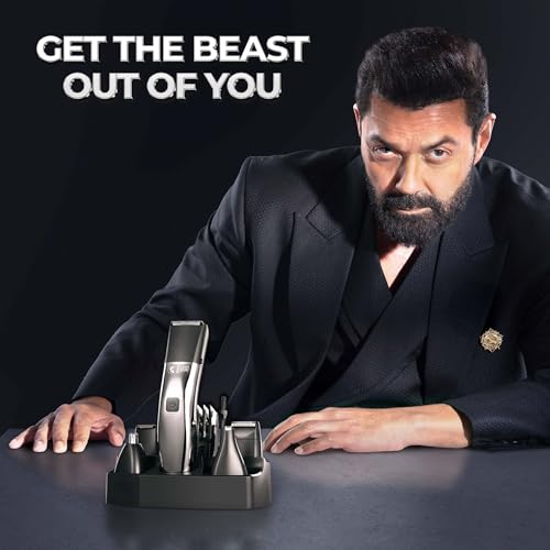 Beardo Chrome Beast Multipurpose Full Body Groomer Trimmer Set For Men | 40 Length Settings | 8 attachments | Beard/Hair/Body/Precision/Ear/Nose Trimmer|With Dock|90 min. run time | All-in-1 trimmer view 2