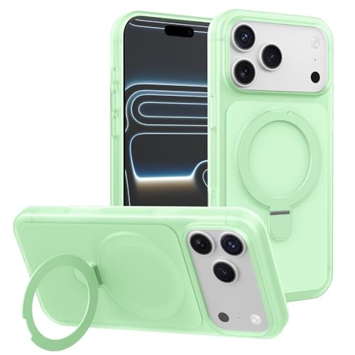 Coque iPhone 17 Pro antichoc avec anneau support silicone vert