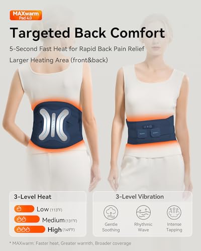 Image of IKEEPFIT Cordless Heating Pad with Massager for Back Pain Relief: MAXwarm 4.0, Portable Heated Back Brace with Lumbar Support for Sciatica, Large 8000mAh Battery, for Women Men 70 inch