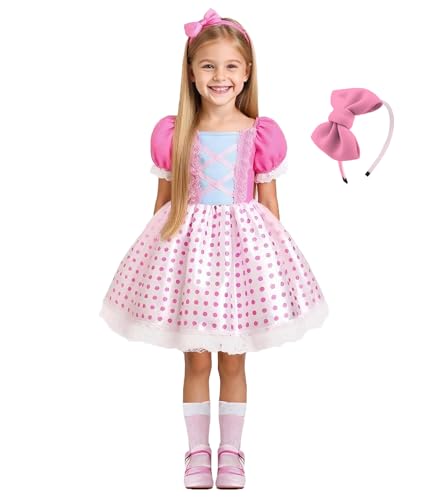 MDycW Little Bo Peep Costume for Girls Halloween Cosplay Outfits Dress up for Girls 4-7 Birthday Gift