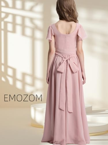 Chiffon Flower Girls Dresses Cap Sleeve Junior Bridesmaid Dress A Line Girls Wedding Party Dress4
