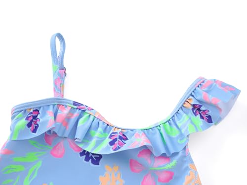 Image of Girls One Piece Swimsuits Adjustable Double Strap for Kids Palm Tree Print Toddler Bathing Suit Size 2T-10