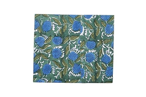 Image of Generic 3.3 Gallon Cotton Hand Block Printed Paper Waste Basket |Small Decorative Trash Can for Housewarming Gifts in Living Room, Bedroom, Bathroom | Eco-Friendly, Plastic-Free (1, D. GREEN & BLUE)