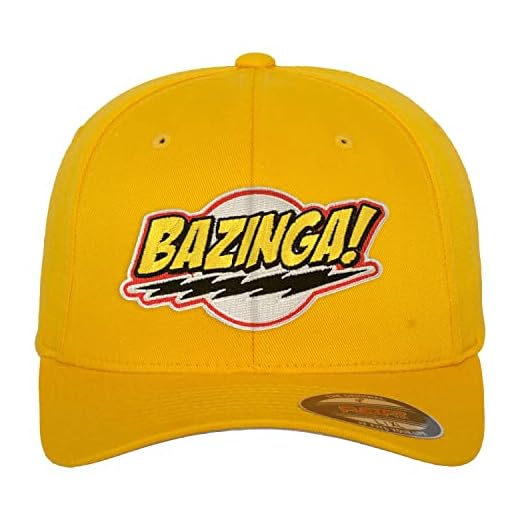 The Big Bang Theory Licenciado Oficialmente Bazinga Patch Flexfit Cap (Amarillo), Large/X-Large