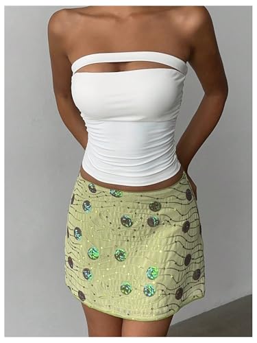 MakeMeChic Women's Sequin Embroidery Mini Skirt Drop Waisted Summer Short Party Skirts4