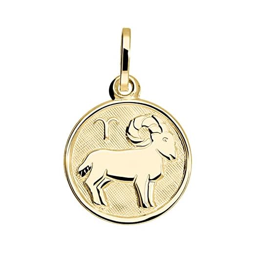 My Gold Damen Kinder Anhänger Sternzeichen WIDDER Gold 333 (Ohne Kette) Gelbgold (8 Karat) Ø 12mm Rund Tierkreiszeichen Zodiac round A-06017-G303-Wid