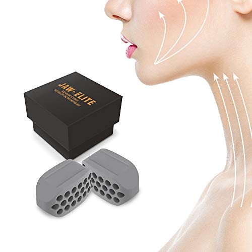Jaw Exerciser Jaw, 4.0 Jawline Exerciser, Slim, Define and Tone Your Face, Neck and Jaw (Beginner), 2pcs Jaw Exerciser for Men and Women By Jaw Elite (Gray)