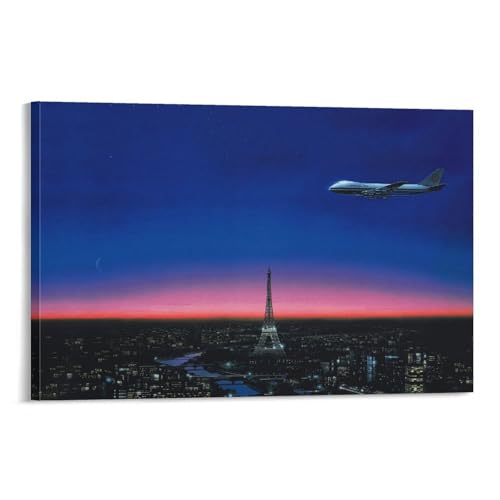 Poster Paris Twilight Flight Hiroshi Nagai | Illustration artistique premium 40x60