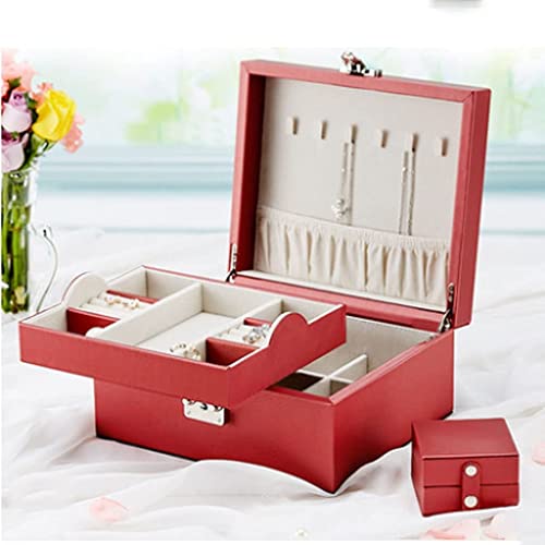Boîte à bijoux 23x20x11cm avec clé et mini coffret de transport pour montres et colliers