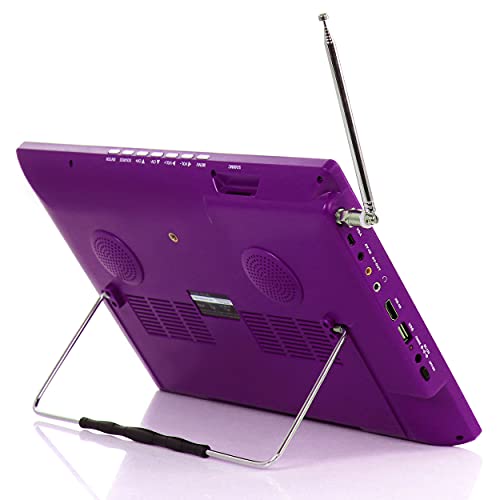 Image of Trexonic Portable Rechargeable 14 Inch LED TV with HDMI, SD /MMC, USB, VGA, AV in /Out and Built-in Digital Tuner, Purple