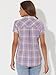 Allegra K Women's Plaid Shirts Cotton Short Sleeve Classic Button Down Western Shirt Medium Pastel Purple