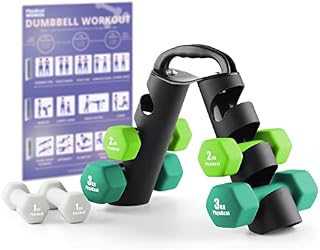 PhysKcal Dumbbells Set of 6 with Carry Rack, Hand Weights & Tree Set for Home Gym Studio Workout
