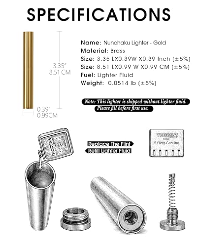 Encendedor Thorens Classic Nunchaku de Latón Dorado miniatura 6