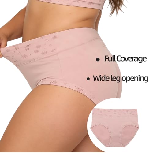 Image of Women's Underwear Plus Size XL-6XL Panties Briefs High Waist Rose Floral Print 6 Pack Undies