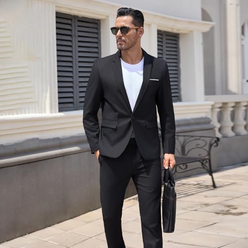 Men's Suits 2 Piece Slim Fit One Button Dress Suit Jacket Blazer Pants Set for Wedding Business3