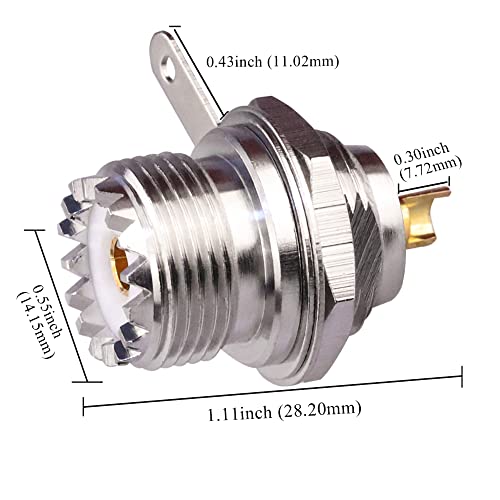 TUOLNK Conector coaxial UHF SO239 hembra x2 para antena miniatura 2