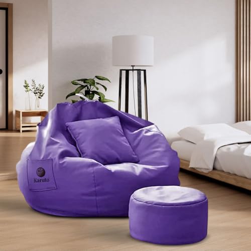 Image of karuto 4XL Bean Bag Cover with Footrest & Cushion (Without Beans) (Purple, XXXXL)