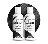 Adore Semi Permanent Hair Color - Vegan and Cruelty-Free Black Hair Dye - 4 Fl Oz - 118 Off Black (Pack of 2)