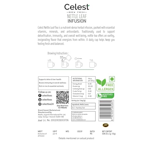 Image of Celest Nettle Leaf Tea | Nettle Tea - 50 Teabags | Stinging-Nettle Tea Bags