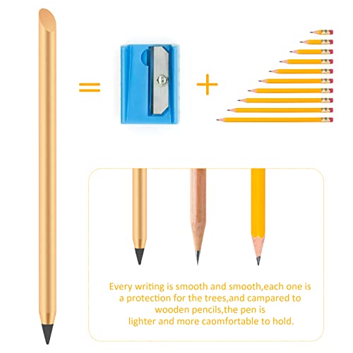Wxj13 3 Pieces Metal Inkless Pen Metal Infinite Pencil Metallic Pencil Infinity Pencil With 3 Replaceable Nib Erasable Pencil For, Drawing, Writing, Drafting #TOP3