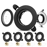 Laiebri 4er LED Einbaustrahler 230V IP65 Rahmen mit GU10 Fassung, LED Spots Badezimmer Ultra Flach 58-75mm Lochmass, Rund Aluminium GU10 Einbaurahmen Einbauleuchten Einbauspots, Deckenspots Schwarz