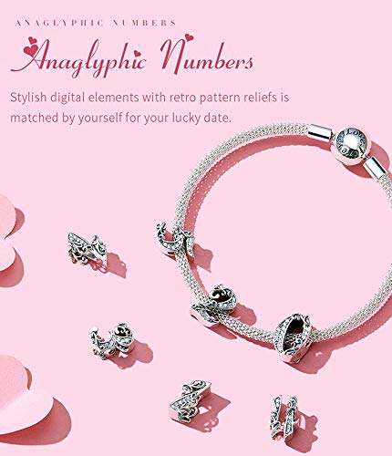Lucky Number Charms For Pandora Bracelets - Sterling Silver Number 0-9 Charms fit Bracelets and Necklaces Jewelry Gift for Women Family Friends3