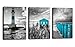 Beach Coastal Canvas Wall Art for Bathroom Bedroom Teal Seacoast Cabin Bridge Lighthouse Black and White Seascape Picture Print Artwork Modern Home Living Room Wall Decoration Decor 12x16 3 Pieces