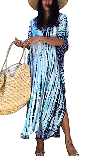 Orshoy Damen Strandkleid Strandtunika Kaftan Boho Kleid Lang Strandponcho Bikini Sommerkleid Badekleid Badeanzug Sommer Maxikleid Beachwear Boho...