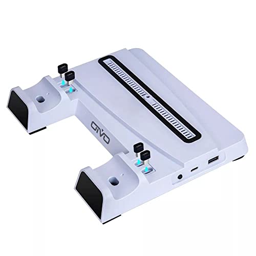 Image of OIVO PS5 Stand with Cooling Suction Cup and Dual Control Charging Station for Playstation 5 PS5 Console, Cooling Suction Cup Fan- Cable Included