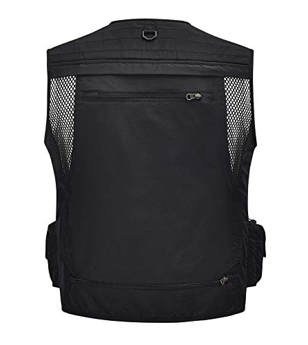 Spanye Mens Outdoor Vest For Fishing Photography Hunting Work Outerwear Lightweight Quick Dry Multi-Pocket (02 Black, 3X-Large) #TOP1