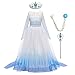 IWEMEK Filles Déguisements Princesse Elsa Robe et Accessoires Reine des Neige 2 Costume de Carnaval Halloween Noël Robes de fête Soirée Anniversaire Cérémonie Partie Habillée B-Bleu 02 Set 5-6 Ans