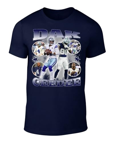 DTGVirgil Navy Dallas Dak Prescott Ceedee Lamb Bootleg Style Throwback Style T-Shirt Mens Adult Large