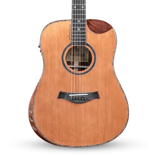 Image of Kadence SH100PRO Slowhand 41 inch Electro Acoustic Guitar | Dreadnought Demi Cutaway | Professional Solidwood | Solid Cedar Wood | Built-in Pickup + 2 Band EQ | Includes Bag & Learning Course | Brown