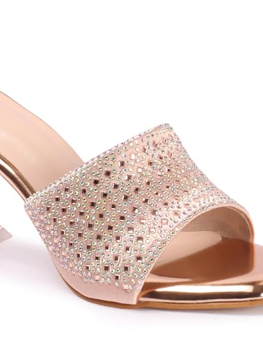Image of Carlton London Women Stylish Embellished Sandal with Stiletto Heels, Square Toe for Party