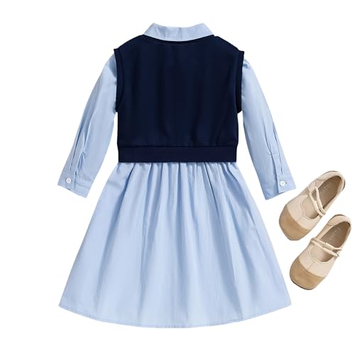 J·E Sterguard Little Girls Clothes Size 3T-12 Toddler Girl Cotton Long Sleeve Dresses 2 Piece Kids Girls' Fashion Shirt Set3