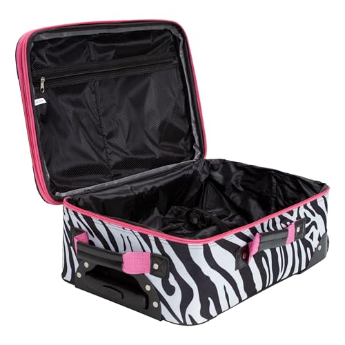 Image of Rockland Fashion Softside Upright Luggage Set, Pink Zebra, 2-Piece (14 /19)