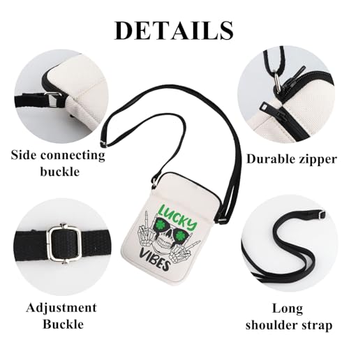 FUSTMW Skull Crossbody Bags for Women Gifts Four Leaf Lucky Cell Phone Purse with Shoulder Strap Wallet Purse3