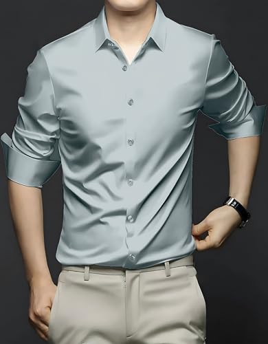 Image of CVC Mens Satin Regular Fit Formal Shirt.