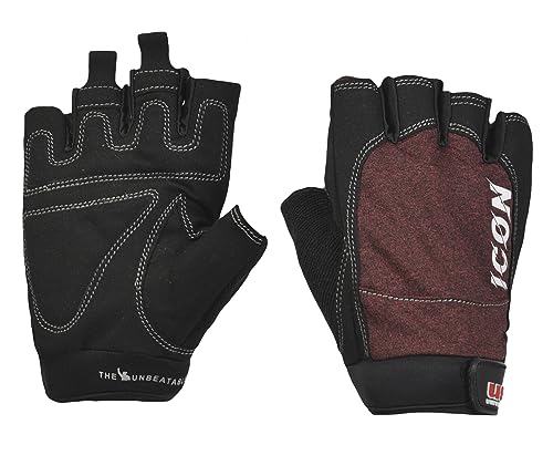 Image of USI UNIVERSAL Gym Gloves, 733IG Icon Fitness Gloves For Men & Women, Workout Powerlifting Gloves, Microfiber, Polyester, Elastane & Foam Construction Weight Lifting Gloves (Large, Maroon)