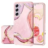 Funda para Samsung S21 FE,Funda para Samsung Galaxy S21 FE,Funda Fingic S21 FE mármol Oro Rosa PC Dura TPU Suave Prueba Golpes,antiarañazos para Mujeres niñas,Resistente Parachoques Galaxy S21 FE
