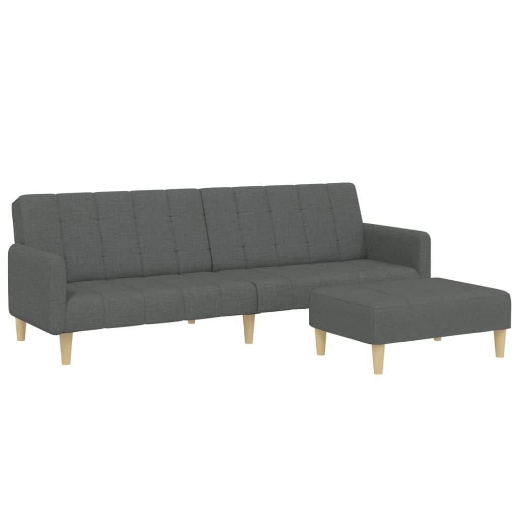 Homgoday Sofá Cama de 2 plazas con Taburete Tela Gris Oscuro, Sillones de Televisión, Sofás de Descanso Relax, Sofas De Salon, Hogar Sofa Muebles，Asientos Tapizados para Salón