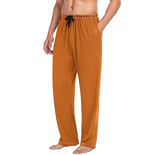 Light Khaki Pj Pants for Men, Mens Pajama Bottoms with Pockets Mens Lightweight Pajama Bottoms4