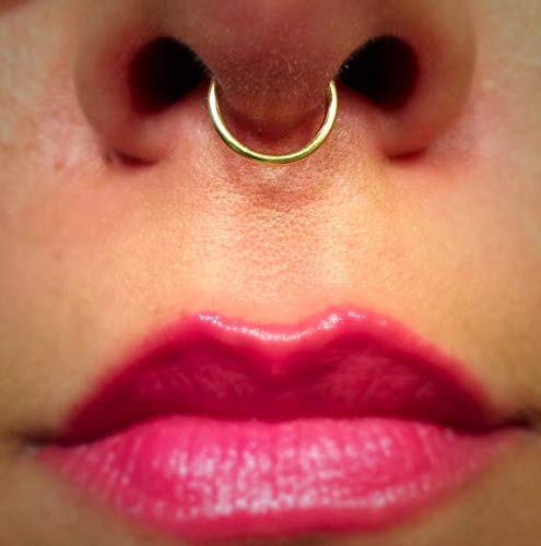 Gold Fake Septum Ring Set 2pc Faux Nose Jewelry Hoops Clip on Piercing
