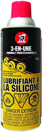 3-IN-ONE Professional Silicone Lubricant Spray, Aerosol 311g, Safe to use on Metal, Rubber, Wood and Vinyl. Lube Sliding Doors, Treadmills, Garage Doors, Rubber Seals and More | 1041 | Single Can